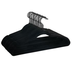 Non-Slip Velvet Adult Clothing Hangers, 30 Pack, Black, Space Saving