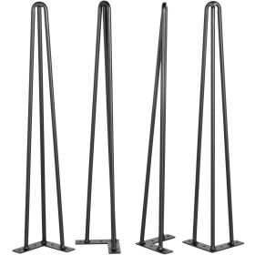 VEVOR Hairpin Table Legs 16" Black Set of 4 Desk Legs 880lbs Load Capacity (Each 220lbs) Hairpin Desk Legs 3 Rods for Bench Desk Dining End Table