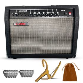 5 Core Guitar Amp 50 Watt Electric Amplifier w Built in 8" Speaker Portable Mini Amps w Aux (size: 50W BLK)